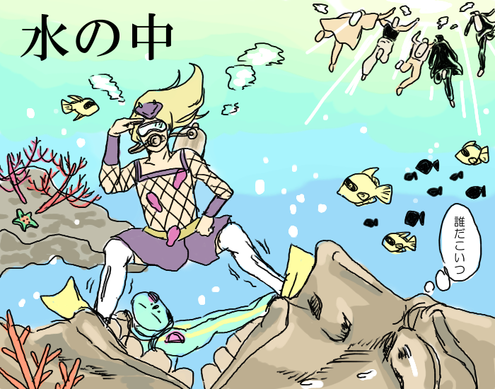 joseph joestar, kujo jotaro, kakyoin noriaki, jean pierre polnareff, mohammed avdol, and 3 more (jojo no kimyou na bouken and 2 more) drawn by kojiki