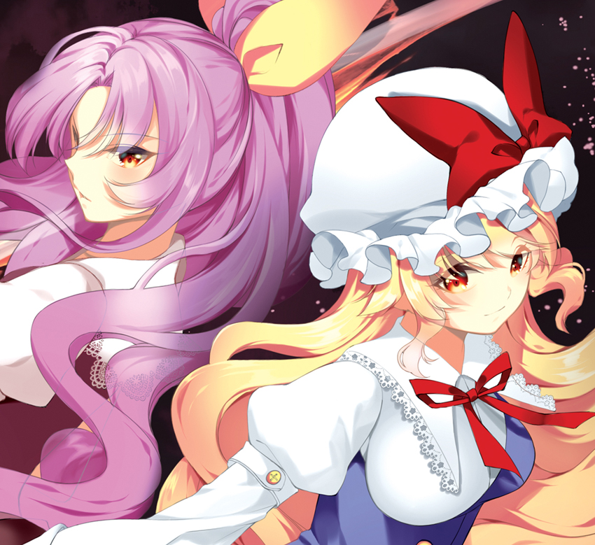 watatsuki no yorihime and watatsuki no toyohime (touhou) drawn by roh_nam_kyung