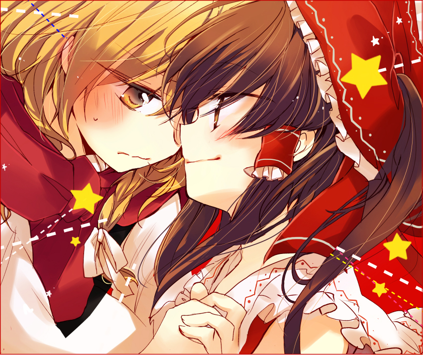 hakurei reimu and kirisame marisa (touhou) drawn by poprication
