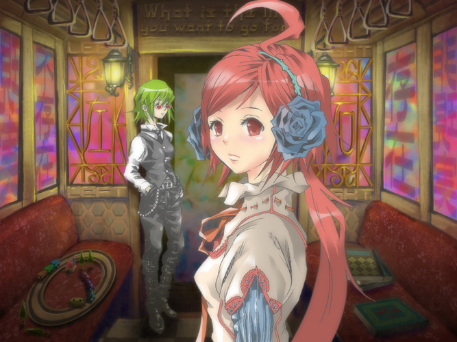 gumi and sf-a2 miki (vocaloid) drawn by suishougensou