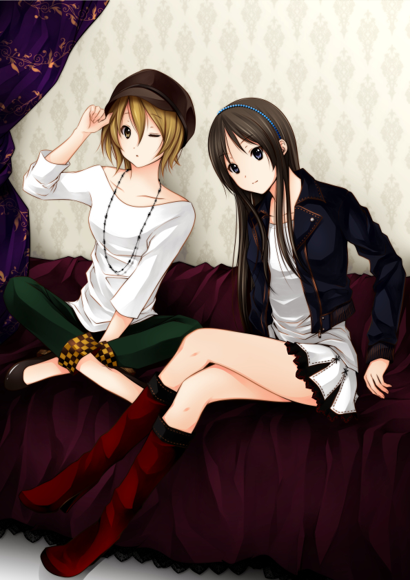 akiyama mio and tainaka ritsu (k-on!) drawn by kuroshima_nana