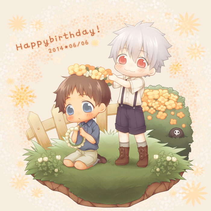 ikari shinji, nagisa kaworu, and sachiel (neon genesis evangelion) drawn by hikukawa