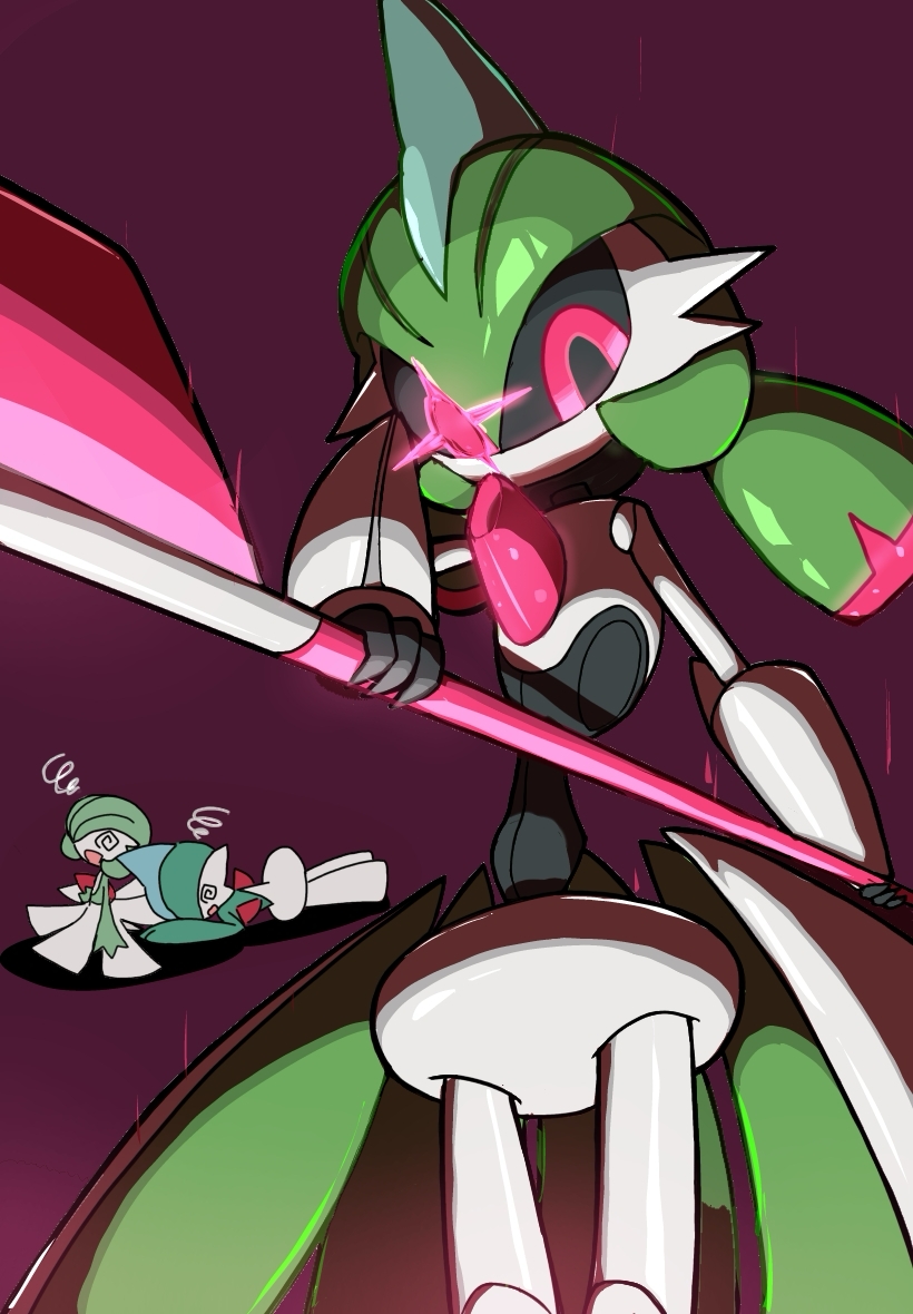 gardevoir, gallade, and iron valiant (pokemon) drawn by monya