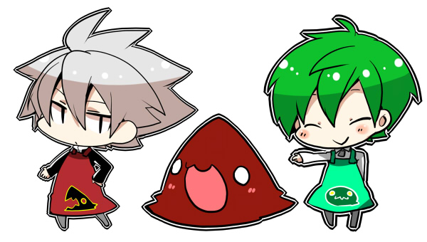 ragna the bloodedge, hazama, and dead spike (blazblue) drawn by kuro_yuzu