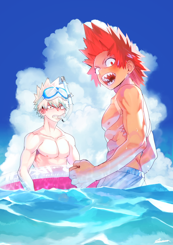 bakugou katsuki and kirishima eijiro (boku no hero academia) drawn by shoco_(sco_labo)