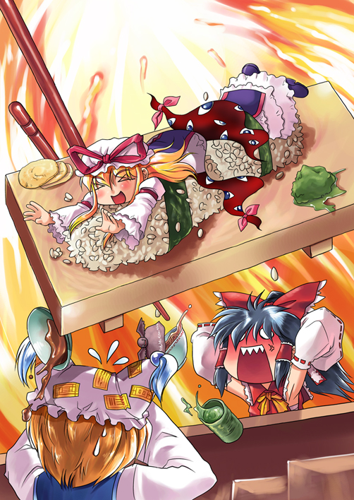hakurei reimu, yakumo yukari, yakumo ran, and mystia lorelei (touhou)