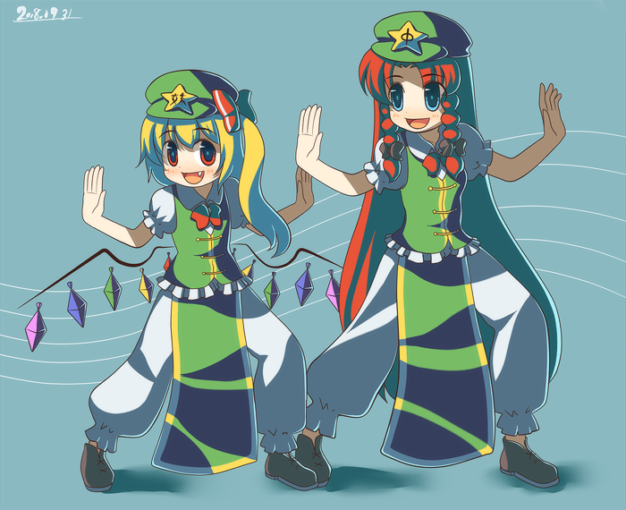 flandre scarlet and hong meiling (touhou) drawn by goriyaku