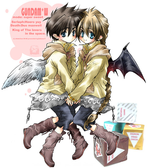 heero yuy and duo maxwell (gundam and 1 more) drawn by toujou_sakana