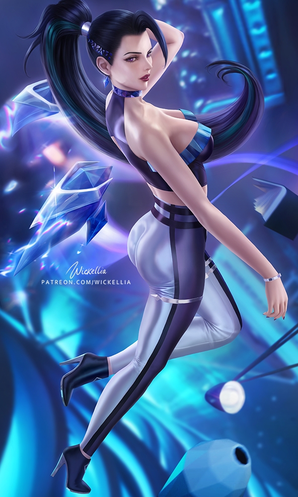 kai'sa and k/da all out kai'sa (league of legends) drawn by wickellia