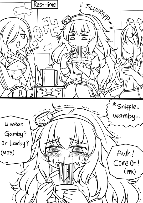 s.a.t.8, ppk, and mg5 (girls' frontline) drawn by guin_guin
