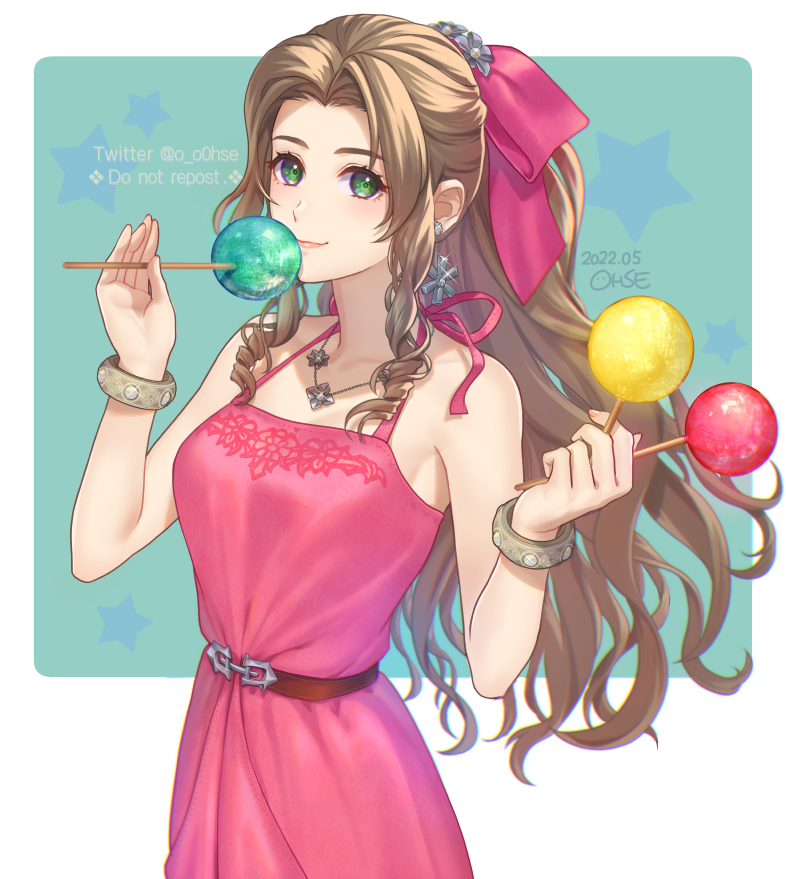 aerith gainsborough (final fantasy and 2 more) drawn by ohse
