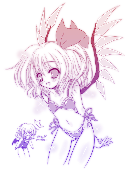 remilia scarlet and flandre scarlet (touhou) drawn by yamu_(reverse_noise)