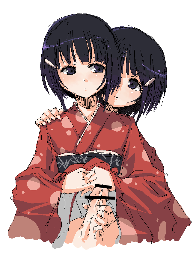 amakura mio and amakura mayu (fatal frame and 1 more) drawn by onija_tarou