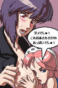 kusanagi motoko and 2003 server (ghost in the shell and 1 more) drawn by rakugaki_(artist)
