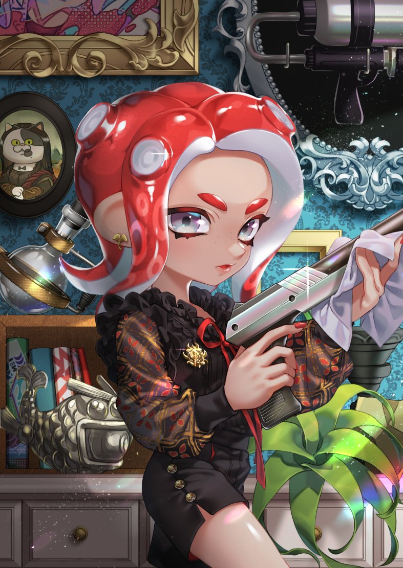 octoling player character, octoling girl, and judd (splatoon and 1 more) drawn by iria_(yumeirokingyo)