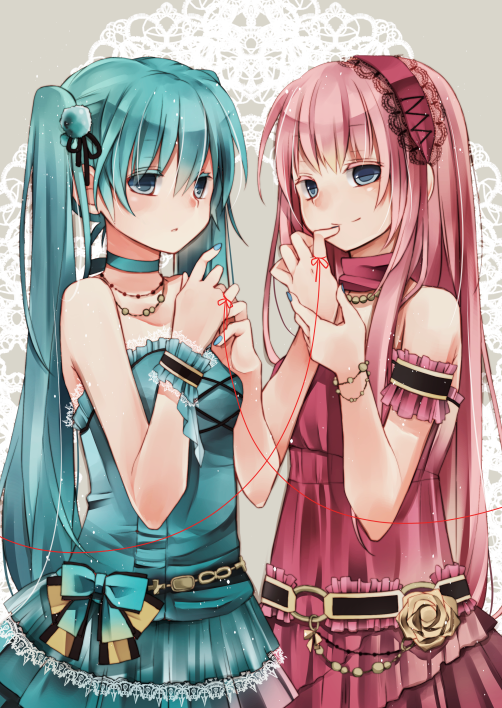 hatsune miku and megurine luka (vocaloid) drawn by utaori