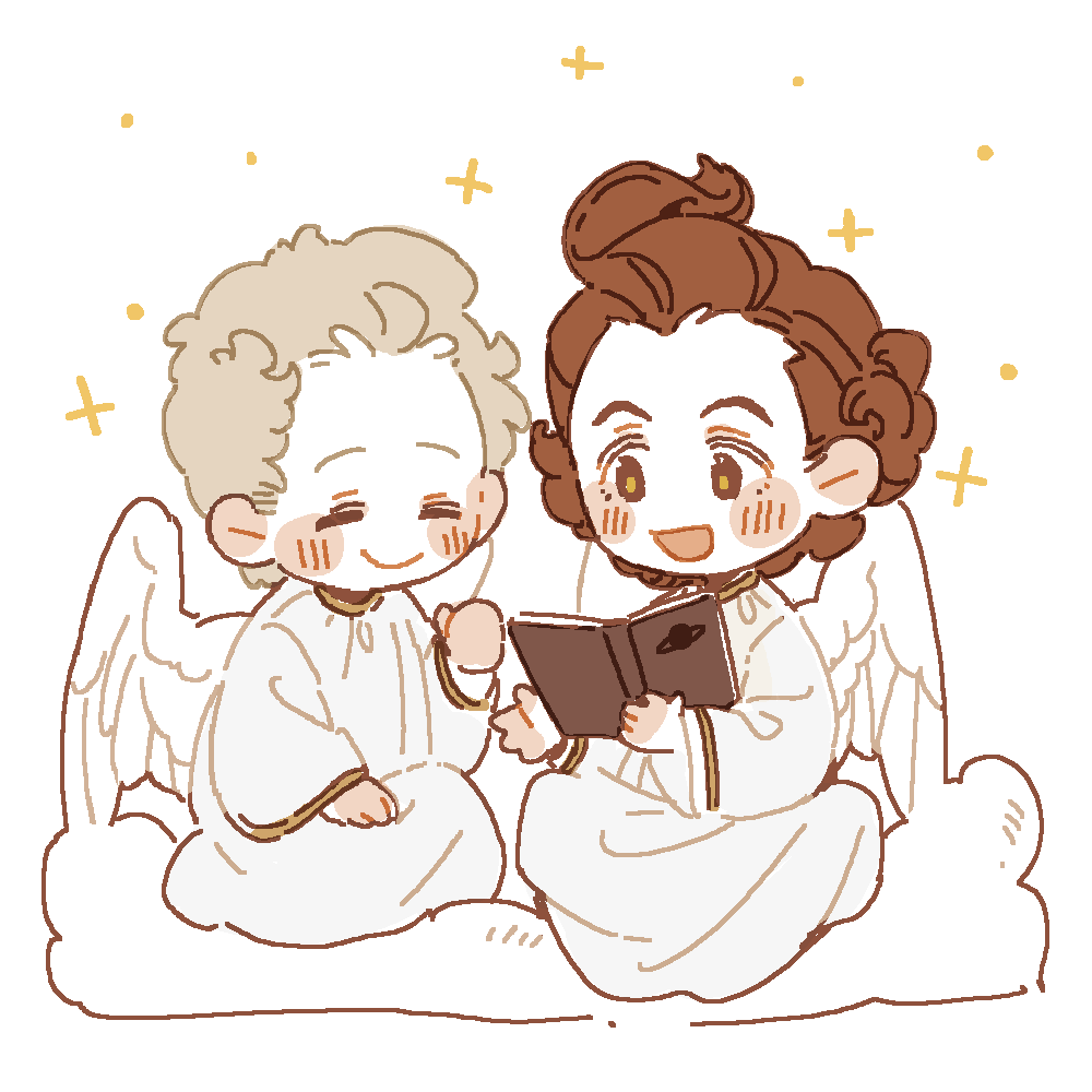 crowley and aziraphale (good omens) drawn by luminous_slime