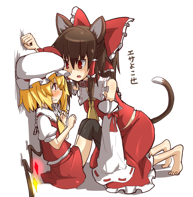 hakurei reimu and flandre scarlet (touhou) drawn by asyura_kumo