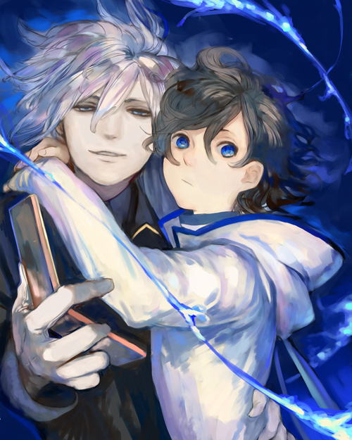 protagonist and houtsuin yamato (devil survivor and 1 more) drawn by 3838383