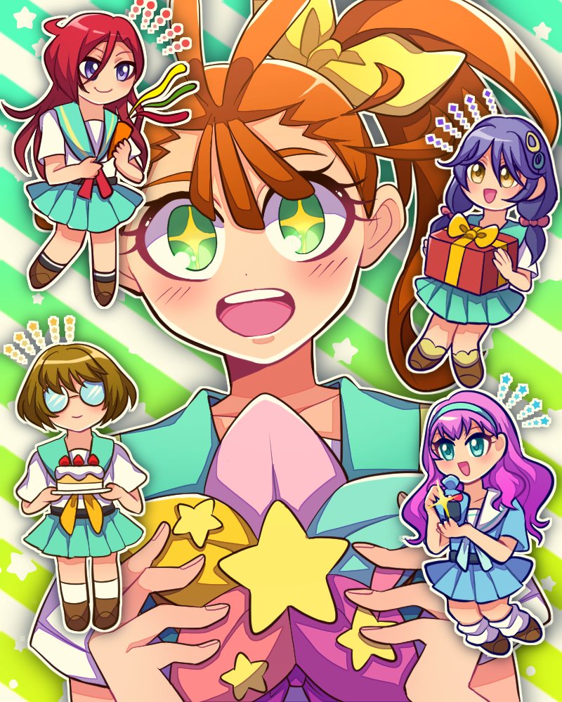 laura la mer, natsuumi manatsu, suzumura sango, takizawa asuka, and ichinose minori (precure and 1 more) drawn by 1jumangoku