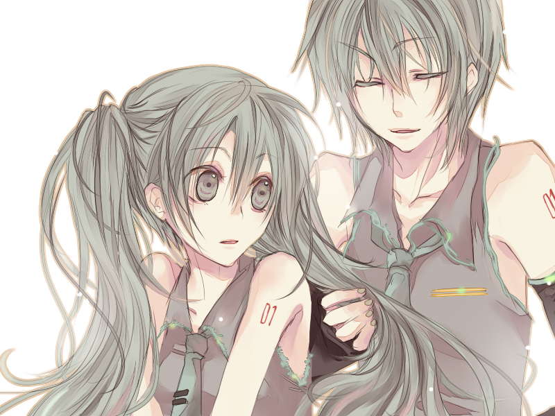hatsune miku and hatsune mikuo (vocaloid) drawn by jikei