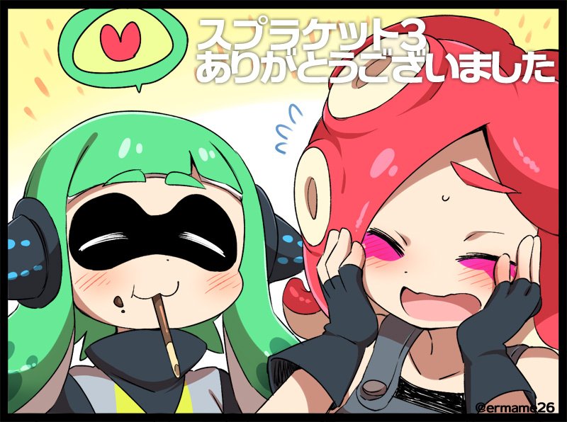 inkling player character, inkling girl, agent 3, and takozonesu (splatoon and 1 more) drawn by eromame