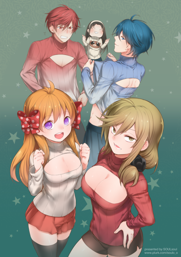 sakura chiyo, kashima yuu, mikoshiba mikoto, seo yuzuki, and miyako yukari (gekkan shoujo nozaki-kun) drawn by soul_(tamashii)