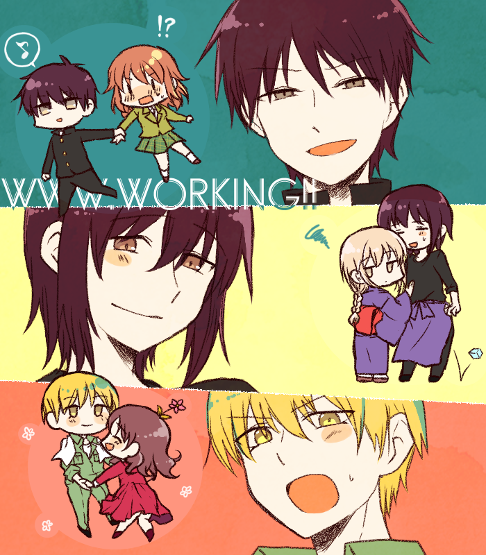 muranushi sayuri, adachi masahiro, miyakoshi hana, higashida daisuke, kamakura shiho, and 1 more (working!!) drawn by suyo