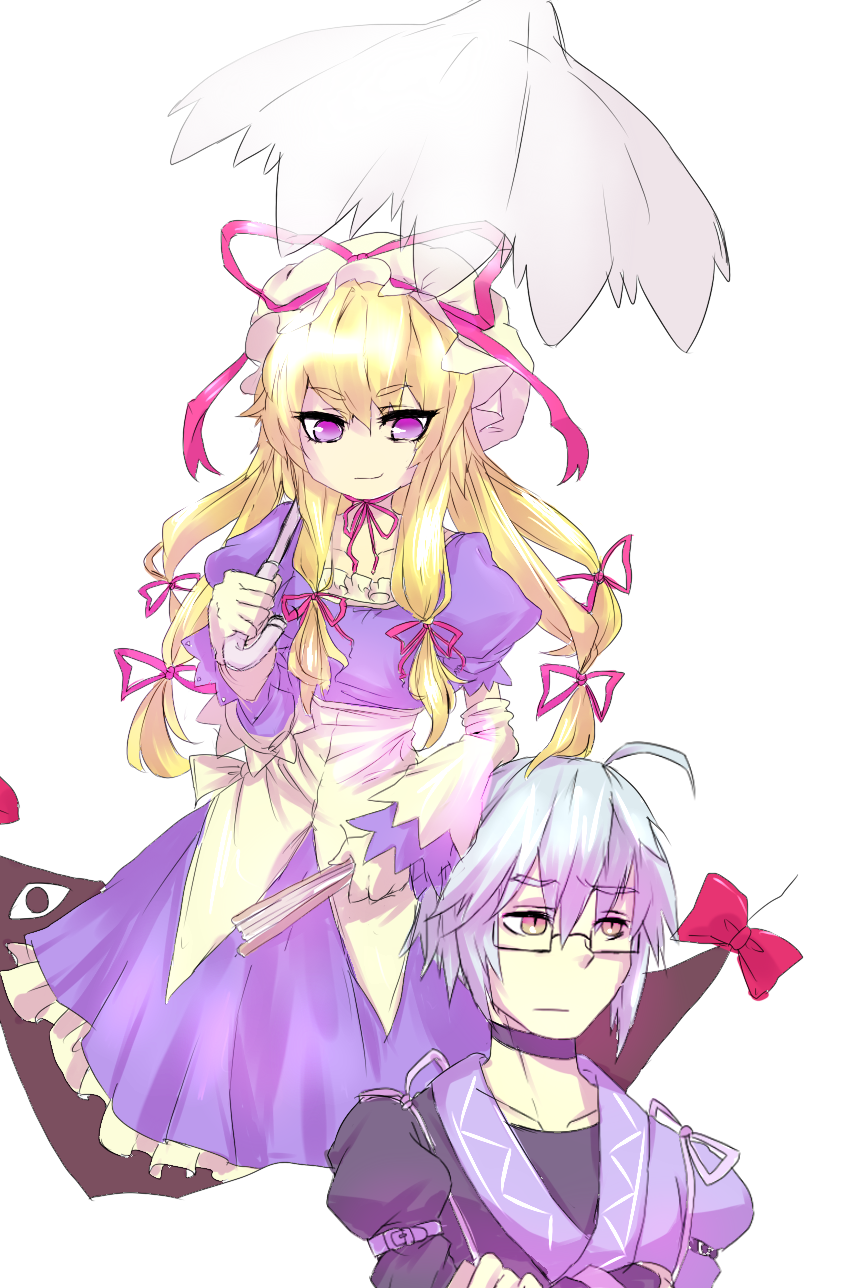 yakumo yukari and morichika rinnosuke (touhou) drawn by yuichiitan