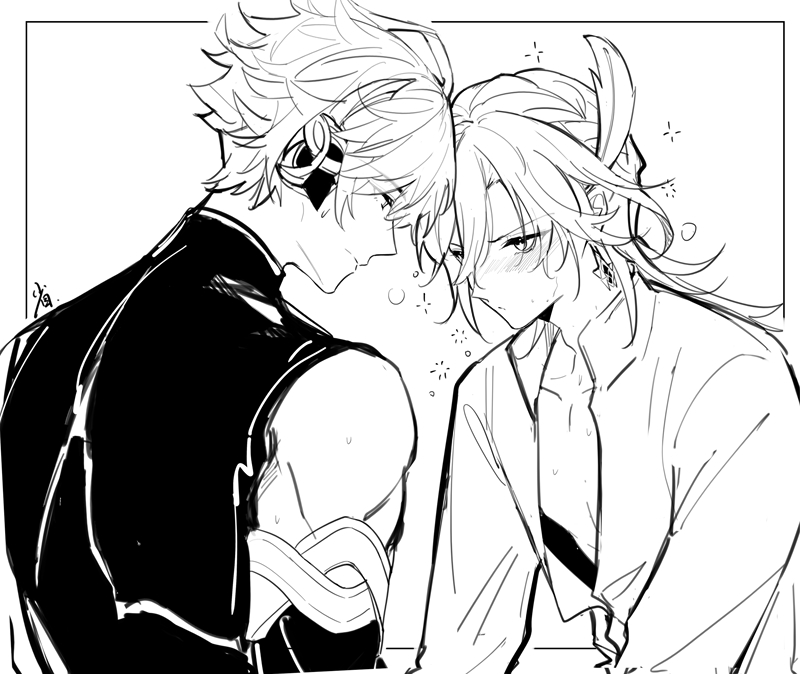 alhaitham and kaveh (genshin impact) drawn by suyako_(suya93)