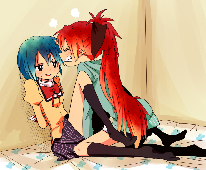 miki sayaka and sakura kyoko (mahou shoujo madoka magica) drawn by shibainu_(pom_pomta)