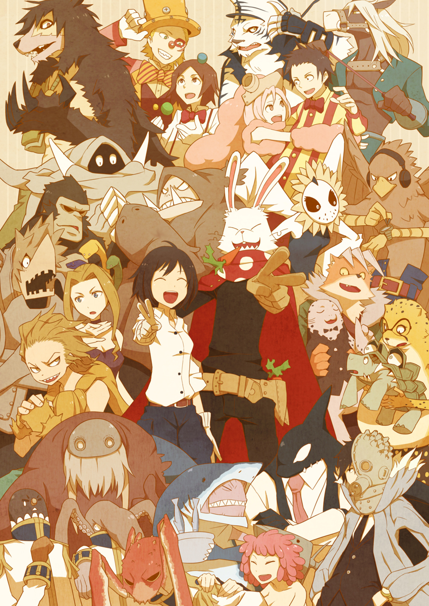 aoi hana, shiina, isana, shishido, tekka maki, and 14 more (oumagadoki doubutsuen) drawn by yow