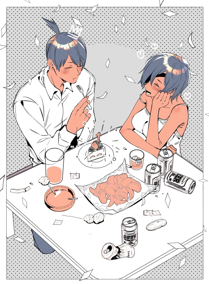 hayakawa aki and himeno (chainsaw man) drawn by kanitumuri