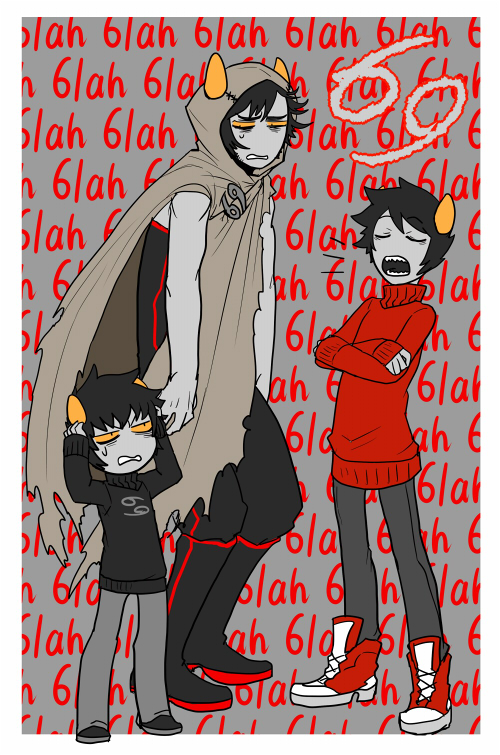 karkat vantas, kankri vantas, and the signless (homestuck) drawn by mihirahira