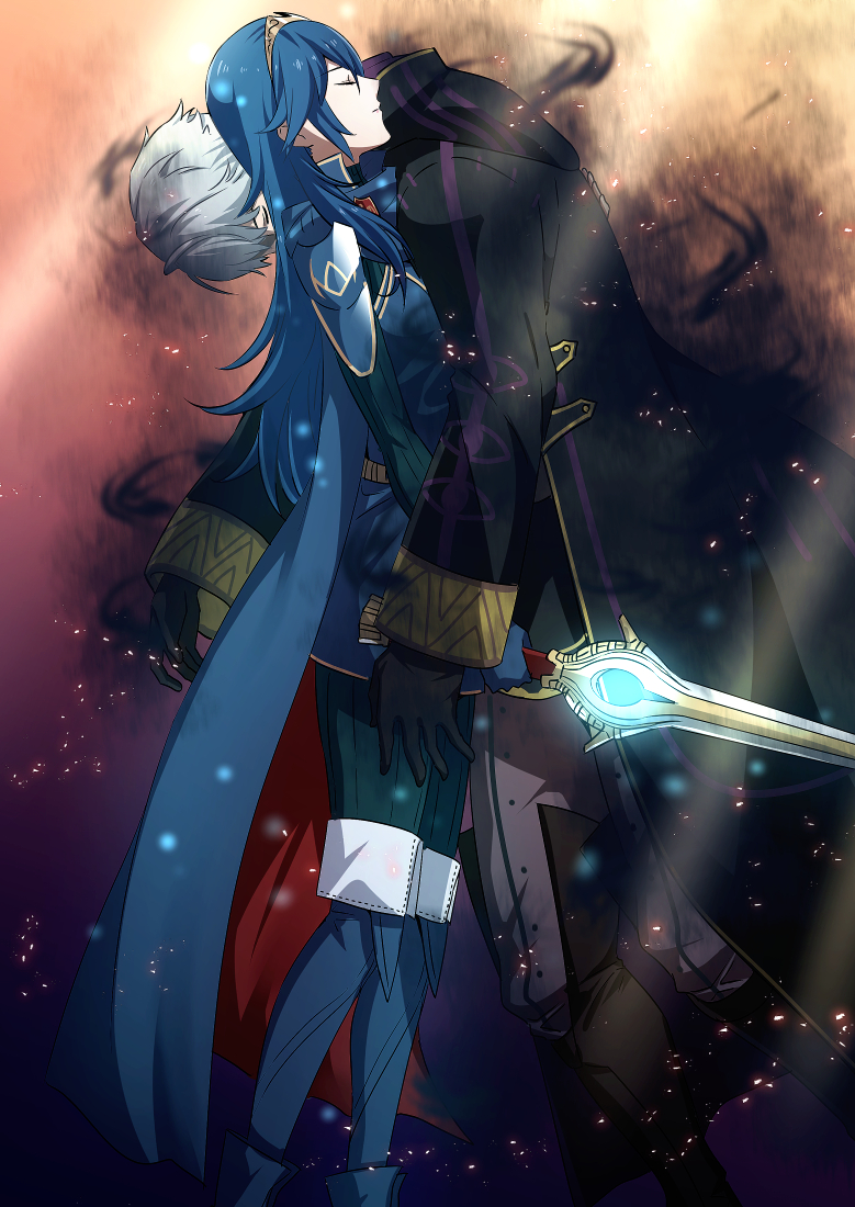 lucina and male robin (fire emblem and 1 more) drawn by ameno_(a_meno0)