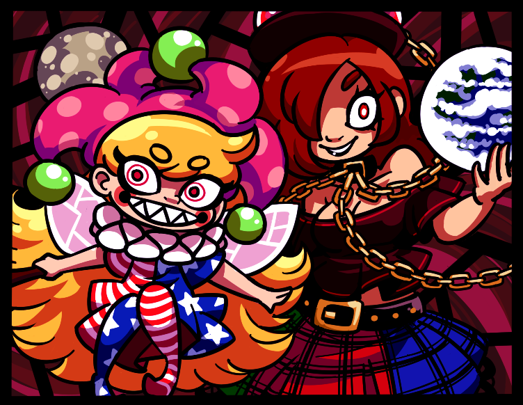 clownpiece and hecatia lapislazuli (touhou) drawn by peachems_(gemu)