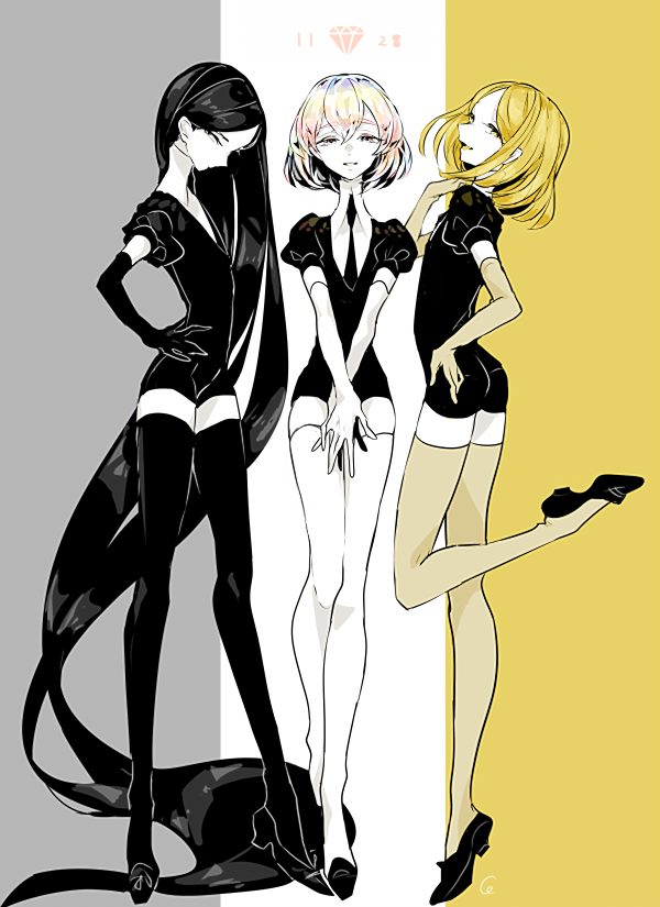 diamond, bort, and yellow diamond (houseki no kuni) drawn by cojima