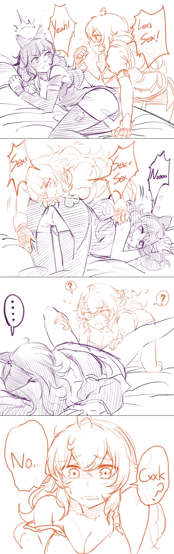 yang xiao long and blake belladonna (rwby) drawn by ndgd