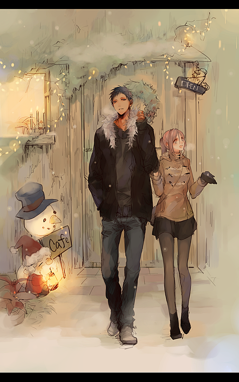 aomine daiki and momoi satsuki (kuroko no basuke) drawn by krn0101