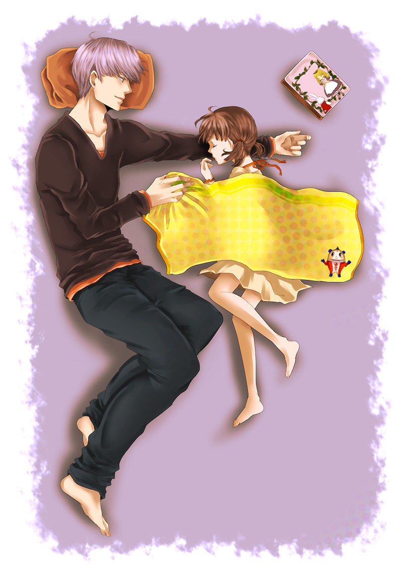 narukami yu, alice, kuma, doujima nanako, and white rabbit (persona and 2 more) drawn by chiru_(sanifani)