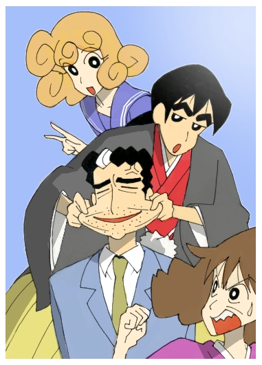 nohara shinnosuke, nohara misae, nohara hiroshi, and nohara himawari (crayon shin-chan) drawn by tsubasa_vision