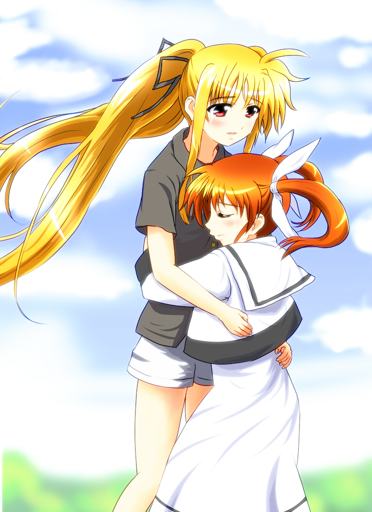 fate testarossa and takamachi nanoha (lyrical nanoha and 2 more) drawn by diesel-turbo
