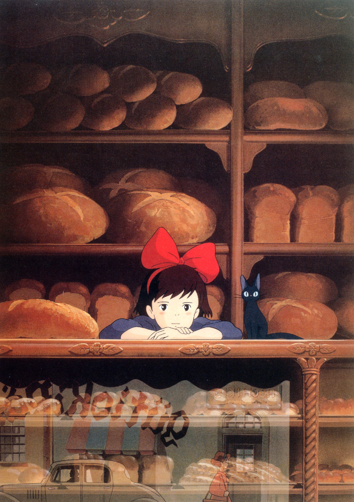 kiki, jiji, and maki (majo no takkyuubin) drawn by miyazaki_hayao