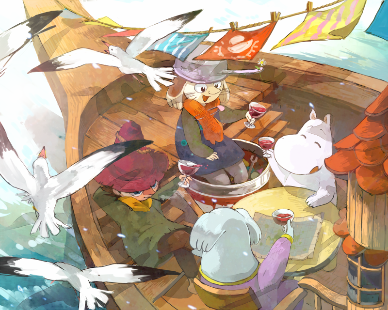 moominpappa, joxter, muddler, and hodgkin (moomin) drawn by itou_hachi