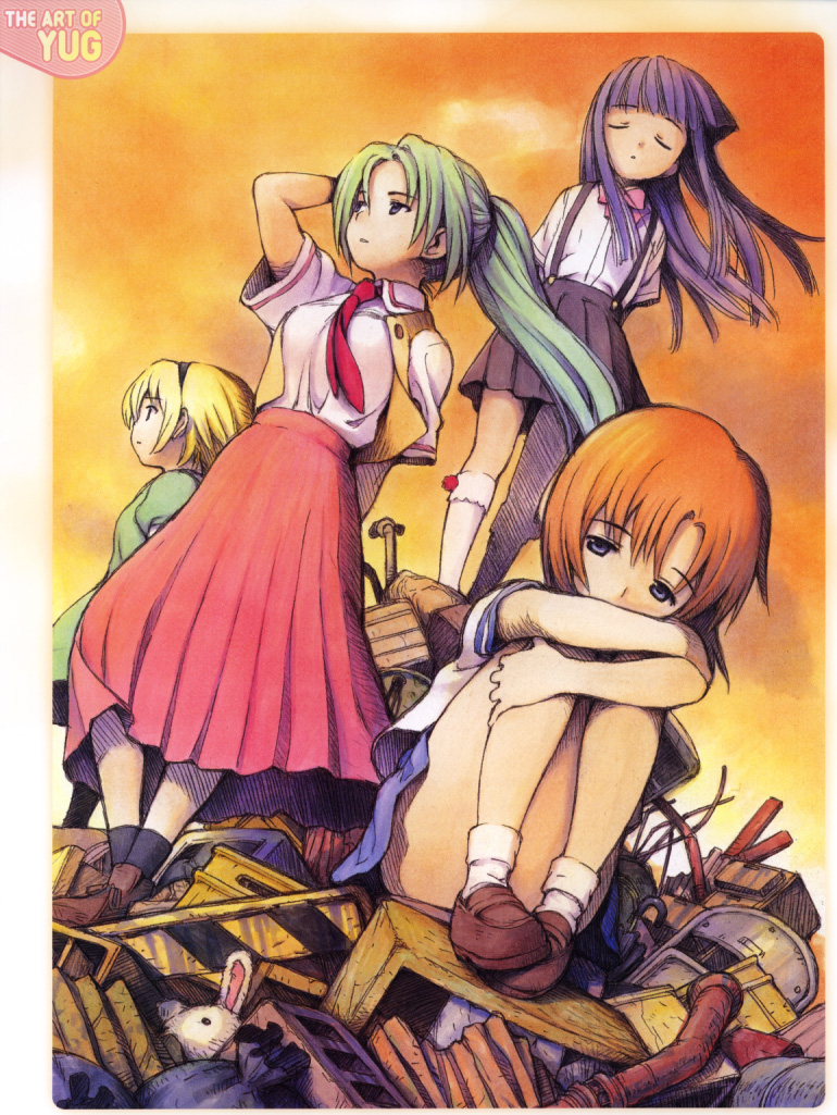 furude rika, ryuuguu rena, houjou satoko, and sonozaki mion (higurashi no naku koro ni) drawn by yug_(ekaki)