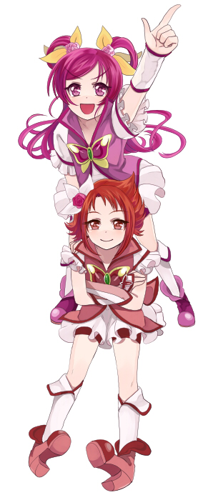 yumehara nozomi, cure dream, natsuki rin, and cure rouge (precure and 2 more) drawn by sasamaru_chimaki