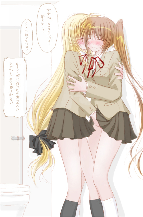 fate testarossa and takamachi nanoha (lyrical nanoha and 1 more) drawn by hachikei
