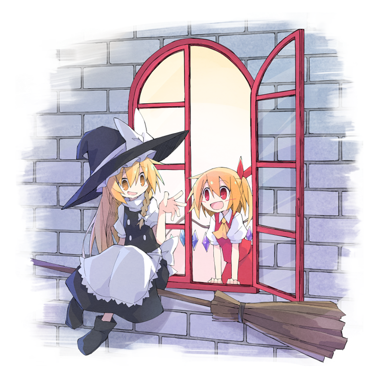 kirisame marisa and flandre scarlet (touhou) drawn by asameshi