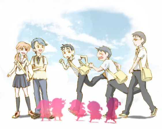 nohara shinnosuke, sakurada nene, kazama tooru, boo-chan, and satou masao (crayon shin-chan) drawn by yukinome