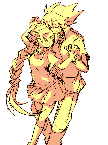ragna the bloodedge and nu-13 (blazblue) drawn by kuro_yuzu